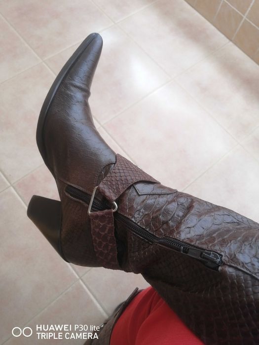 Botas à cowboy de pele verdadeira