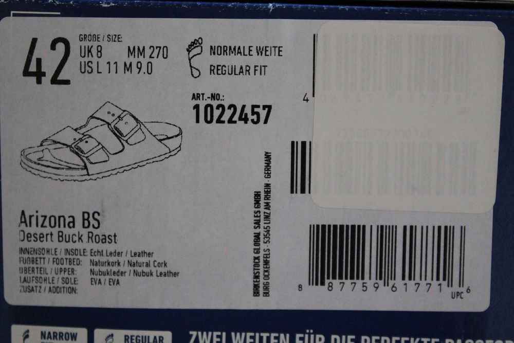 Birkenstock Arizona Desert Buck Roast EU 42 (US Men's 9-9.5)