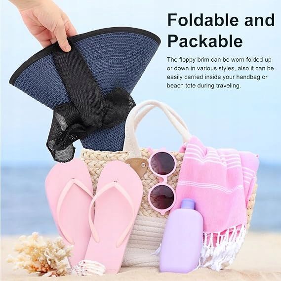 damski kapelusz floppy beach cap wide rand sun protection kapelusz