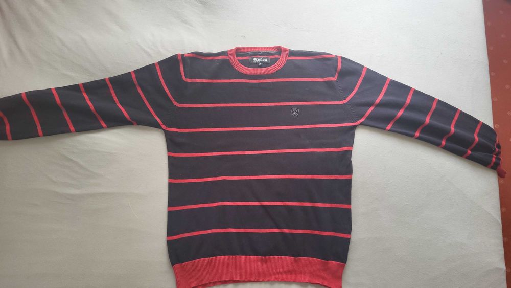 Sweter męski Ripley w paski czarno-czerwone rozm. L