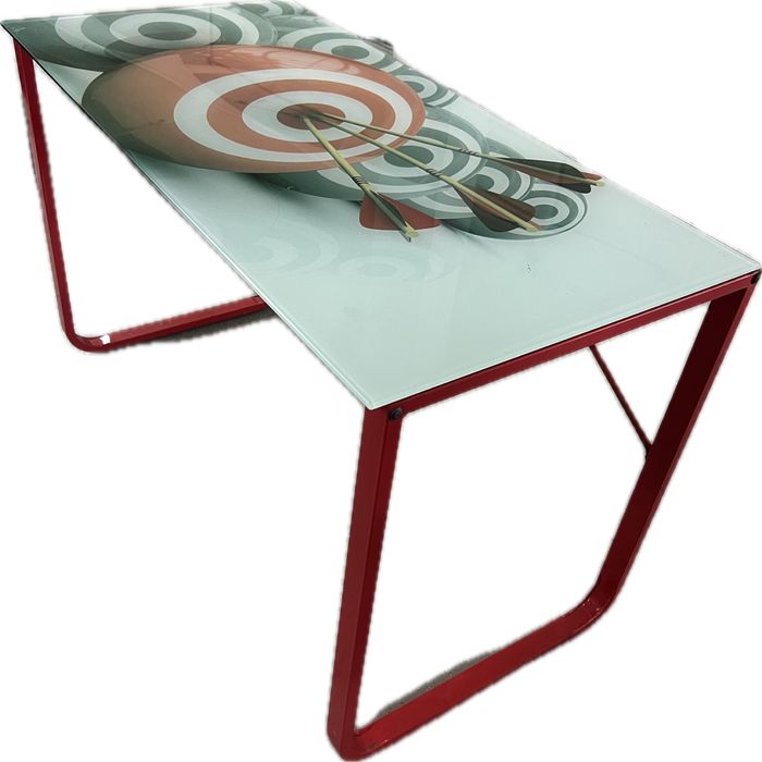 Mesa de Centro em Vidro Temperado (Design Alvo / Setas) – Como Nova