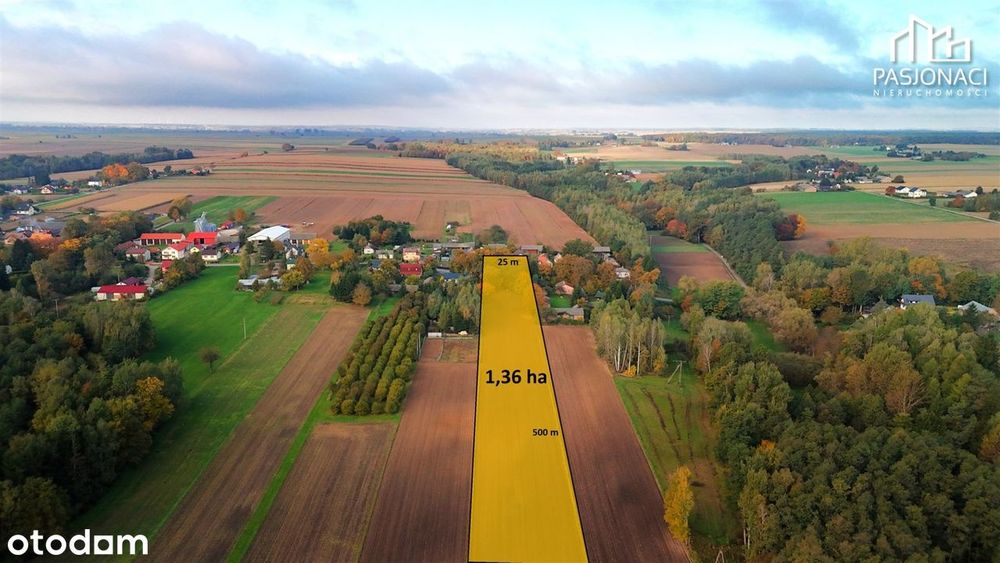 Działka budowlano-rolna 1,36ha z dostępem do rzeki