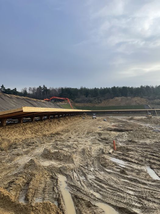 Koparka long reach, odmulanie, budowa stawu, odmulanie, szlamowanie