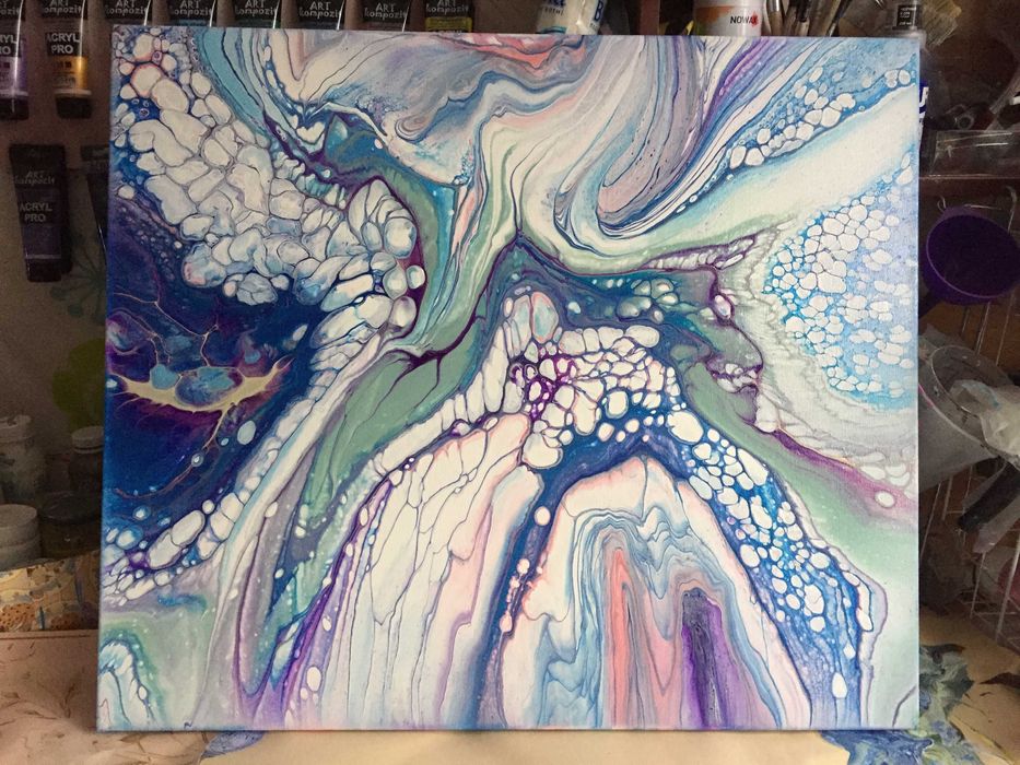 Картина для интерьера. Авторская работа флюид арт.