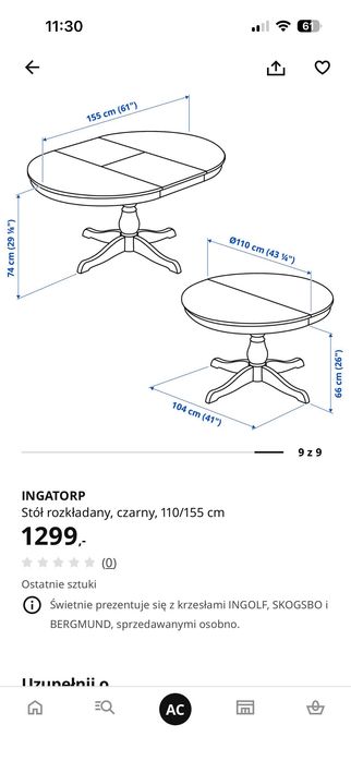 stół okrągły IKEA Inagtorp/Rosentorp