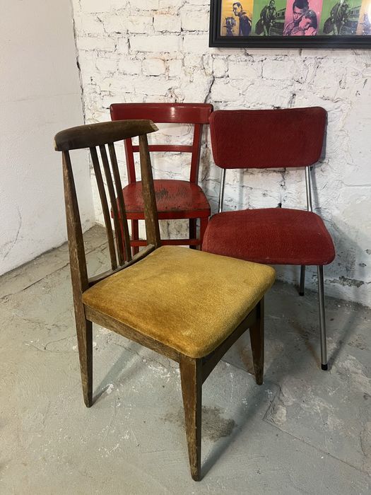 Zielinski Czerwony thonet industrialne krzeslo krzesla prl vintage
