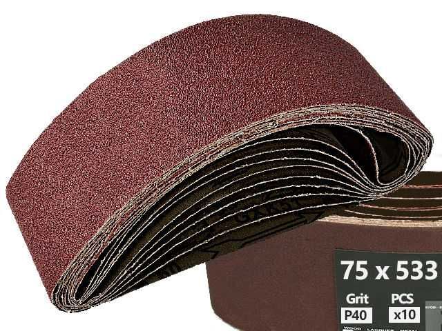 10x Pas bezkońcowy Taśma Papier ścierny do szlifierki taśm 75x533 P40