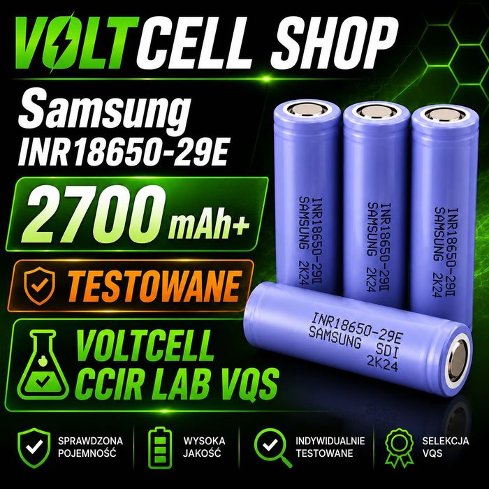 Ogniwa 18650 Samsung 29E 2500+ mAh Testowane Li-Ion Bateria Akumulator