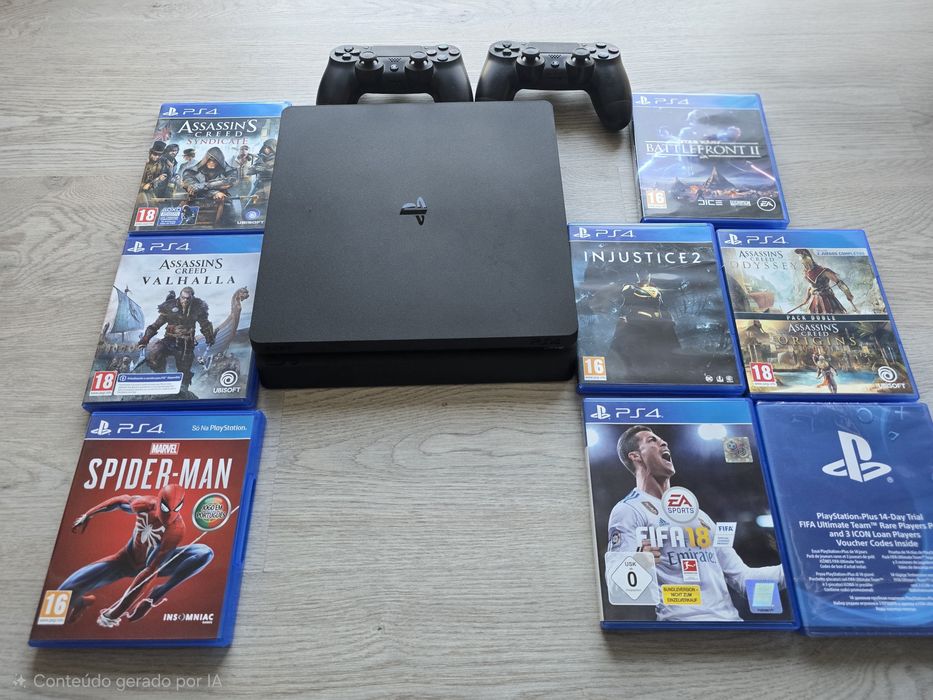 Sony PS4 Slim 500GB + 2 comandos + Jogos