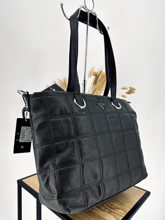 Nowa duża torebka a4 pikowana czarna shopperka