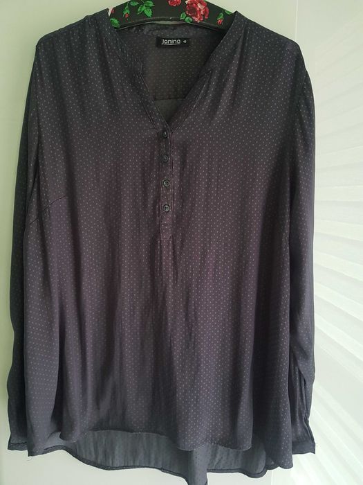 Bluzka koszulowa, jak jedwabna, marki Janina, r. 46 ( XXXL ).
