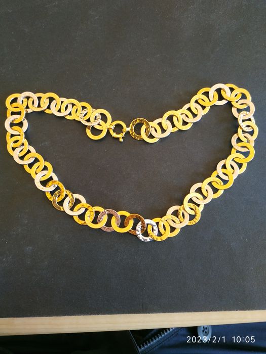 Colar Ouro Amarelo e Branco