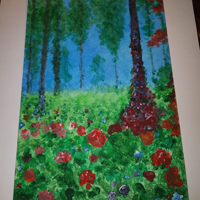 Pintura "Floresta da vida". Iryna Lyashenko. Tela sobre cartão 20×30.