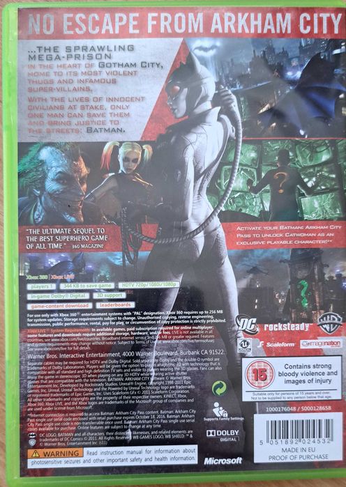 Batman: Arkham City Xbox 360  Stan: Bardzo Dobry