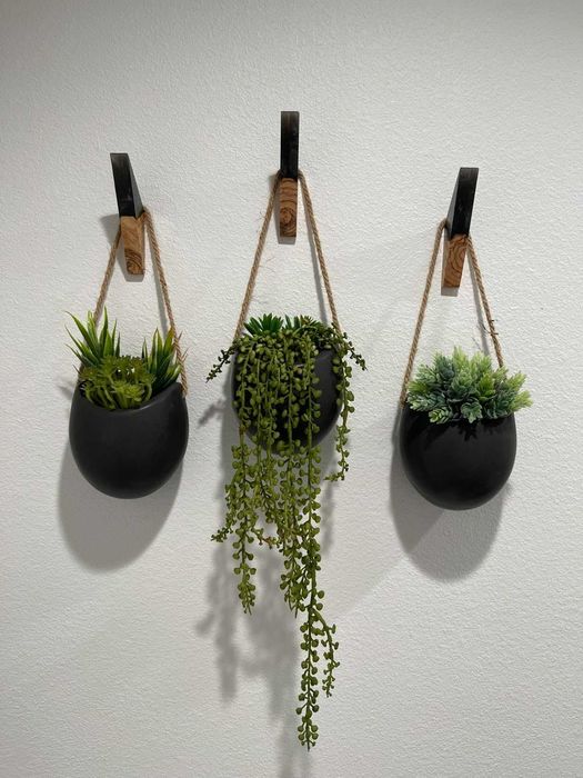 Zestaw 3 doniczki wiszące na kwiaty dekoracja dom na ścianę kwiaty