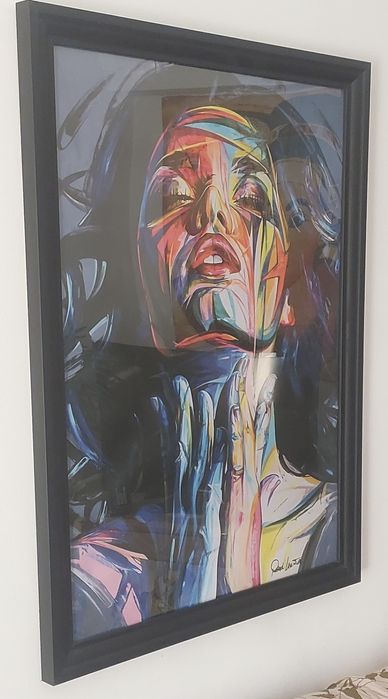 Quadro pintura tela tecido moldura mulher abstrata 57x77 cm