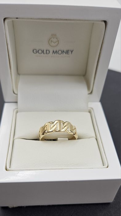 Złoty pierścionek ażurowy z geometrycznym wzorem 585 R17  GOLD MONEY