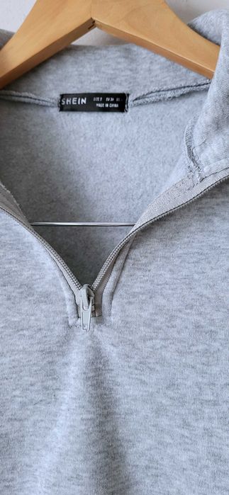 Bluza z długim rękawem oversize krótka jasnoszara