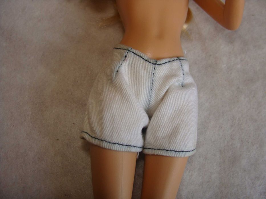 Calções de Ganga Azul e Ganga Branca para Boneca
