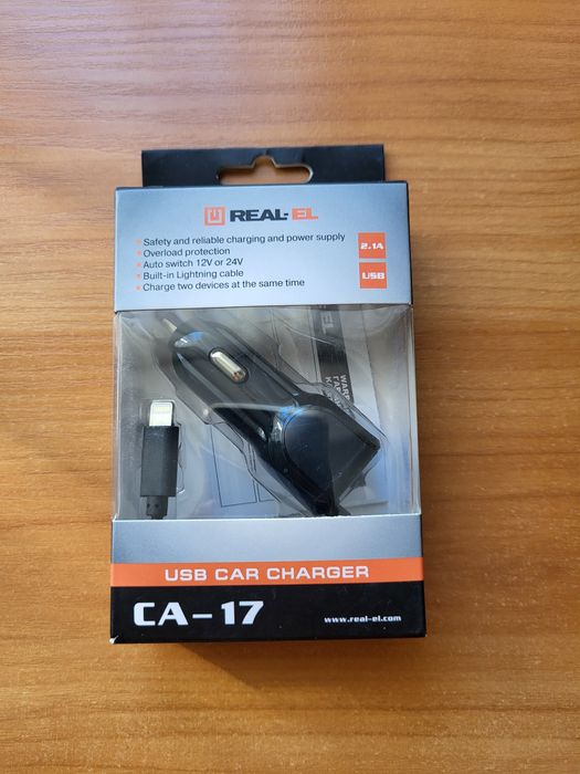 Автомобільний зарядний USB пристрій  REAL-EL CA-17. Новий.
