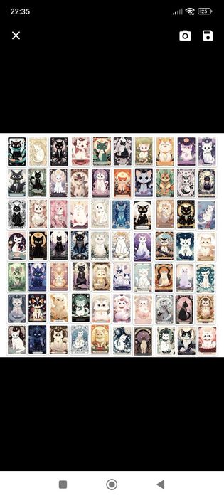 Naklejki karty tarota, koci tarot 78 szt.