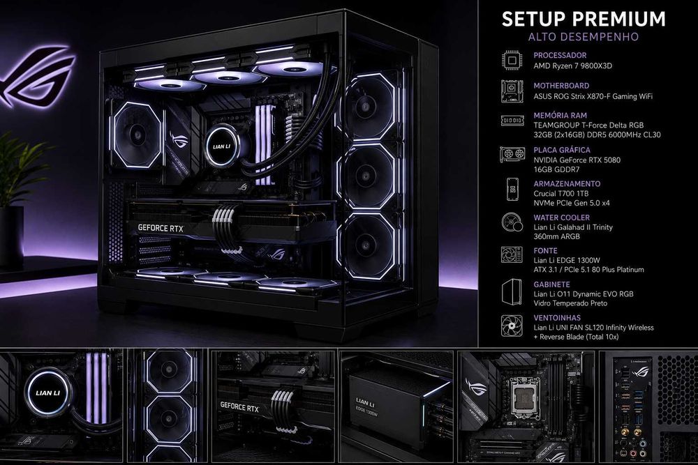PC Gamer High-End | Ryzen 7 9800X3D | RTX 5080 | 32GB DDR5 | PCIe 5.0