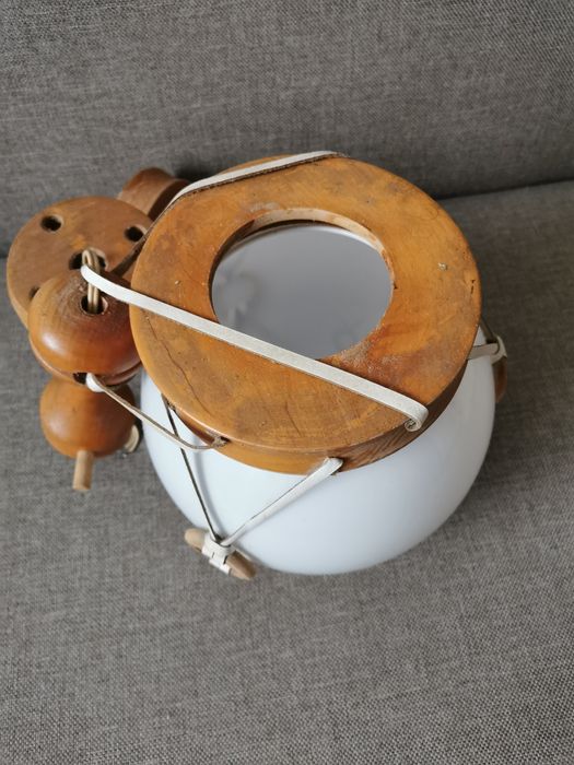 Lampa wisząca drewno plus szkło