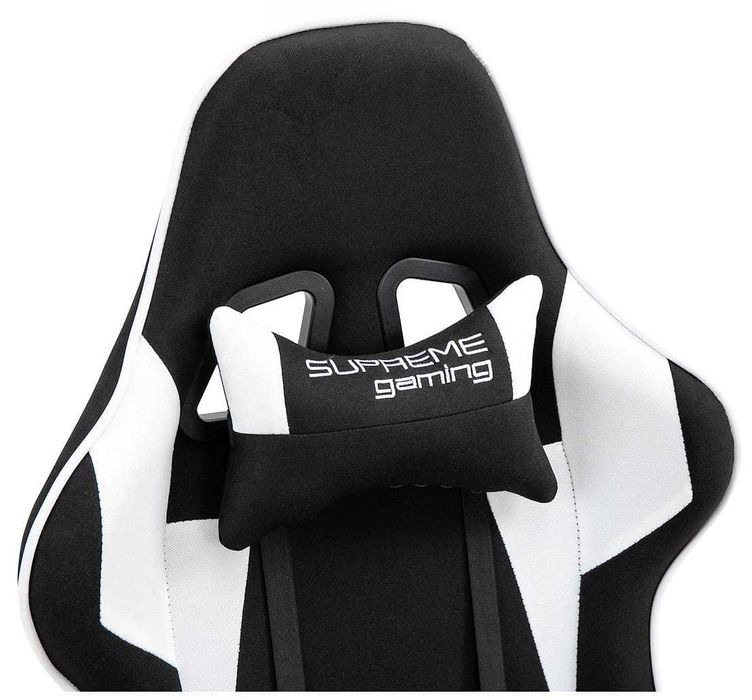 Fotel Gamingowy z Tkaniny, biało/czarny