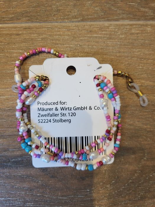 Łańcuszek do okularów koraliki różowy