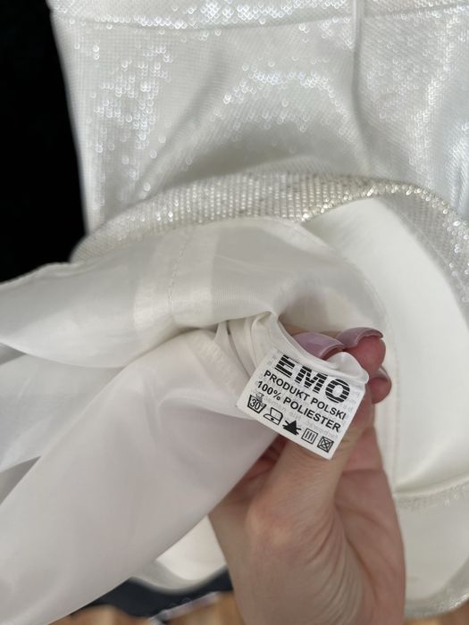 Sukienka EMO elegancka srebrna na wesele 18stke bal studniówke