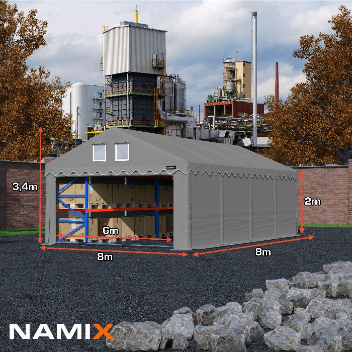 Namiot GRAND 8x8 magazynowy handlowy garaż PVC 560g/m2 MOCNY