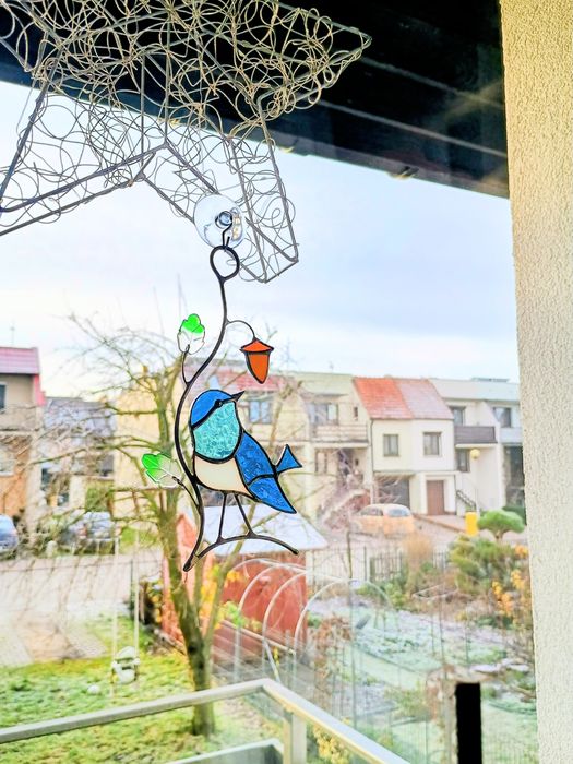 Dekoracja witraż rękodzieło prezent hadmade Ptak