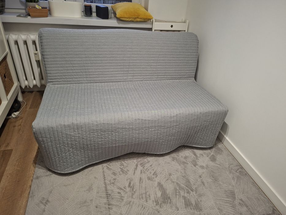 Sofa 2-osobowa rozkładana, Knisa jasnoszara