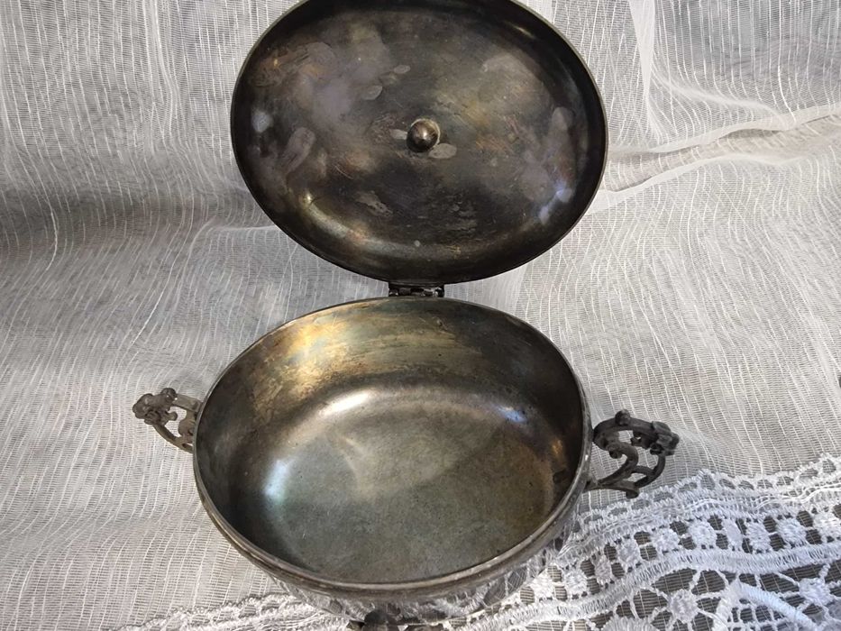 Posrebrzana cukiernica "Fragetka" Hefra PRL