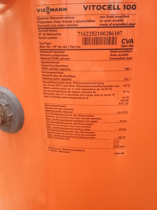 Zbiornik na wodę Viessmann Vitocell 100 160L