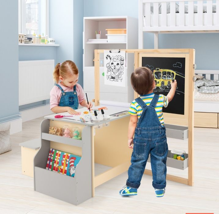 Zestaw sztalugi dla dzieci 6 w 1 z dwustronną tablicą.