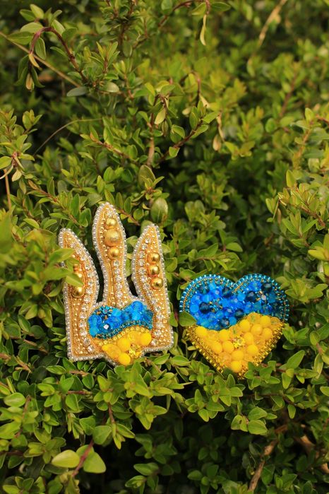 Патріотичні брошки ручної роботи! Серце, тризуб, бавовна