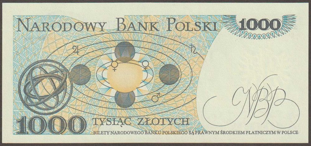 Polska 1000 złotych 1982 - Mikołaj Kopernik - HB 103 - stan bankowy UNC