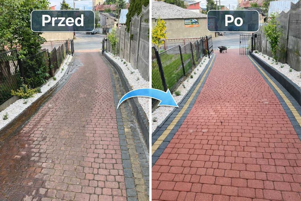 Czyszczenie kostki brukowej, elewacji, ogrodzeń, tarasów.