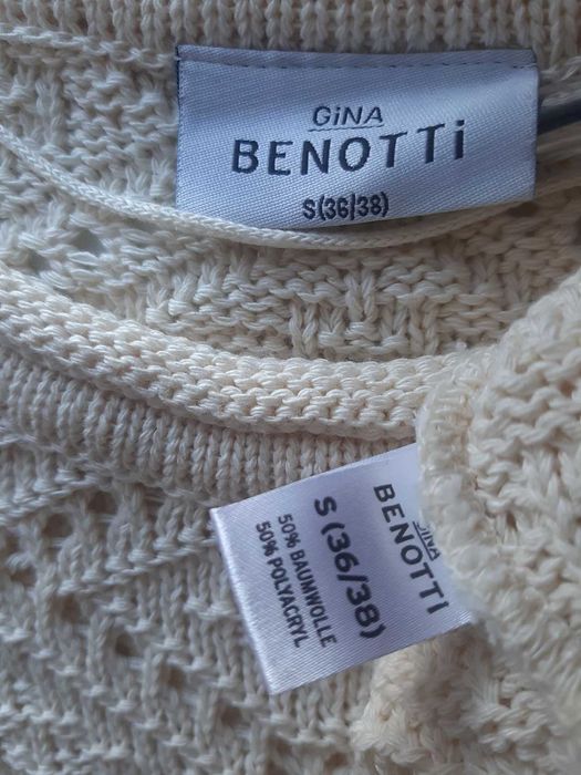 Krótki ażurowy sweterek, nowy, 50 % bawełna, Gina Benotti, r. S/M