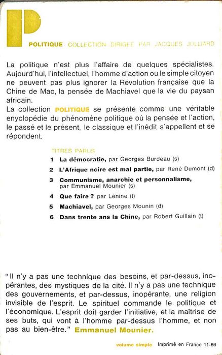 "Communisme, anarchie et personnalisme" de Emmanuel Mounier