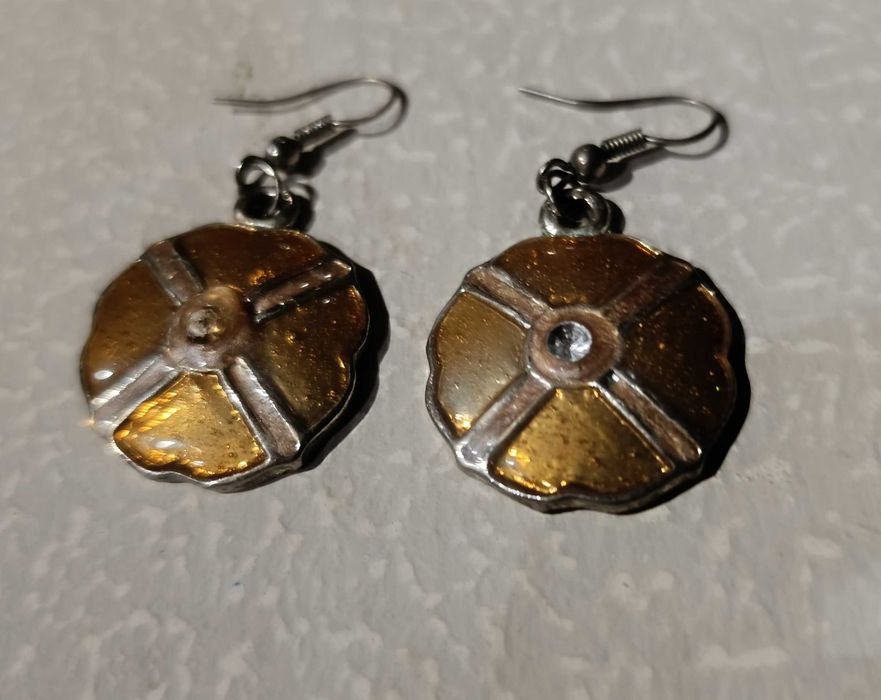 Colar comprido tons castanho bronzeado  brincos com pedra + Caixa