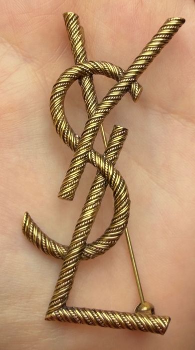 Broszka YSL stare złoto 7 cm