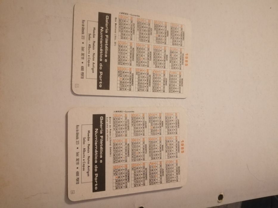 Calendários de bolso (1985) | Miniaturas de Barcos