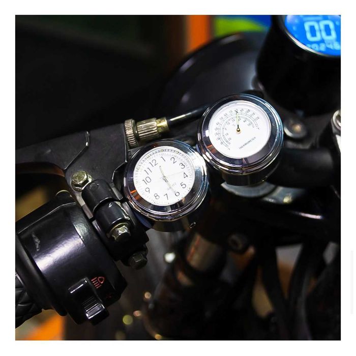 Manómetro temperatura relógio moto cafe racer