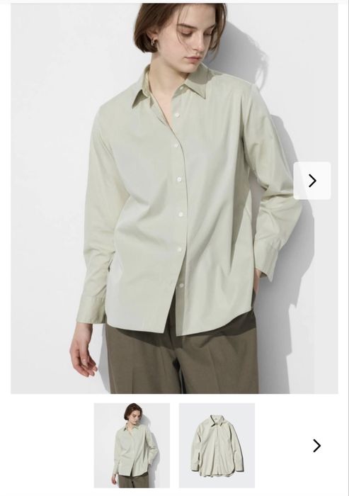 Сорочка жіноча Uniqlo S сіро-зелена бавовна 100%