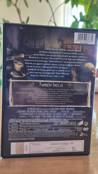 Vendo DVD filme MIRRORMASK - "A Máscara de Cristal", Jim Henson Comp.!