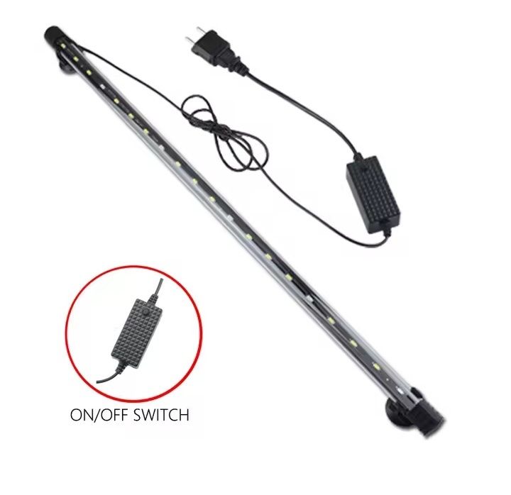 Лампа для акваріуму погружна герметична, світиться білим кольором.