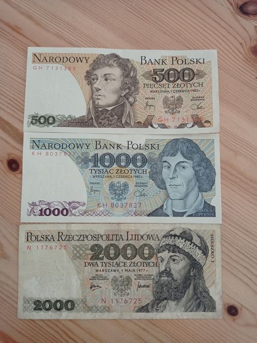 Trzy banknoty 1977- 1982