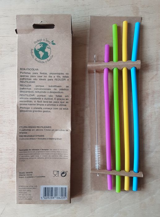 4 palhinhas reutilizáveis de silicone + escovilhão da Smukee